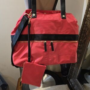 Steve Madden Weekender Tote Hot Pink with Black Accents.  EUC.